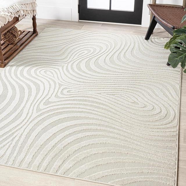 JONATHAN Y SCN103A-8 Maribo Abstract Groovy Striped Indoor Area Rug, Contemporary, Modern, Vintage, Coastal, Bohemian for Bedroom,Kitchen,Living Room,Non Shedding,Easy-Washing, Cream, 8 X 10