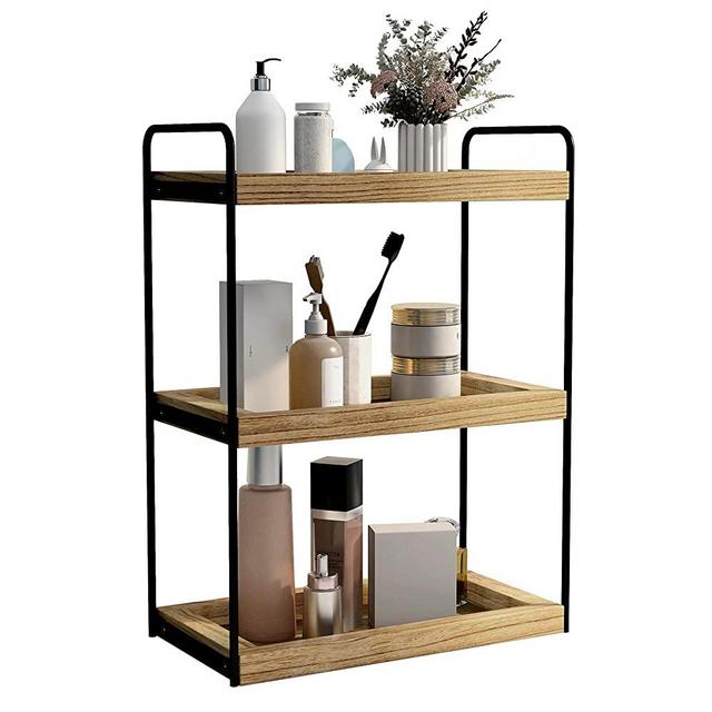 Dorhors 3 Tier Bathroom Counter Organizer ,Countertop Bathroom Organizer,Makeup and Cosmetic Organizer Rack,Wood Counter Standing Rack for Bathroom,Dresser,Kitchen