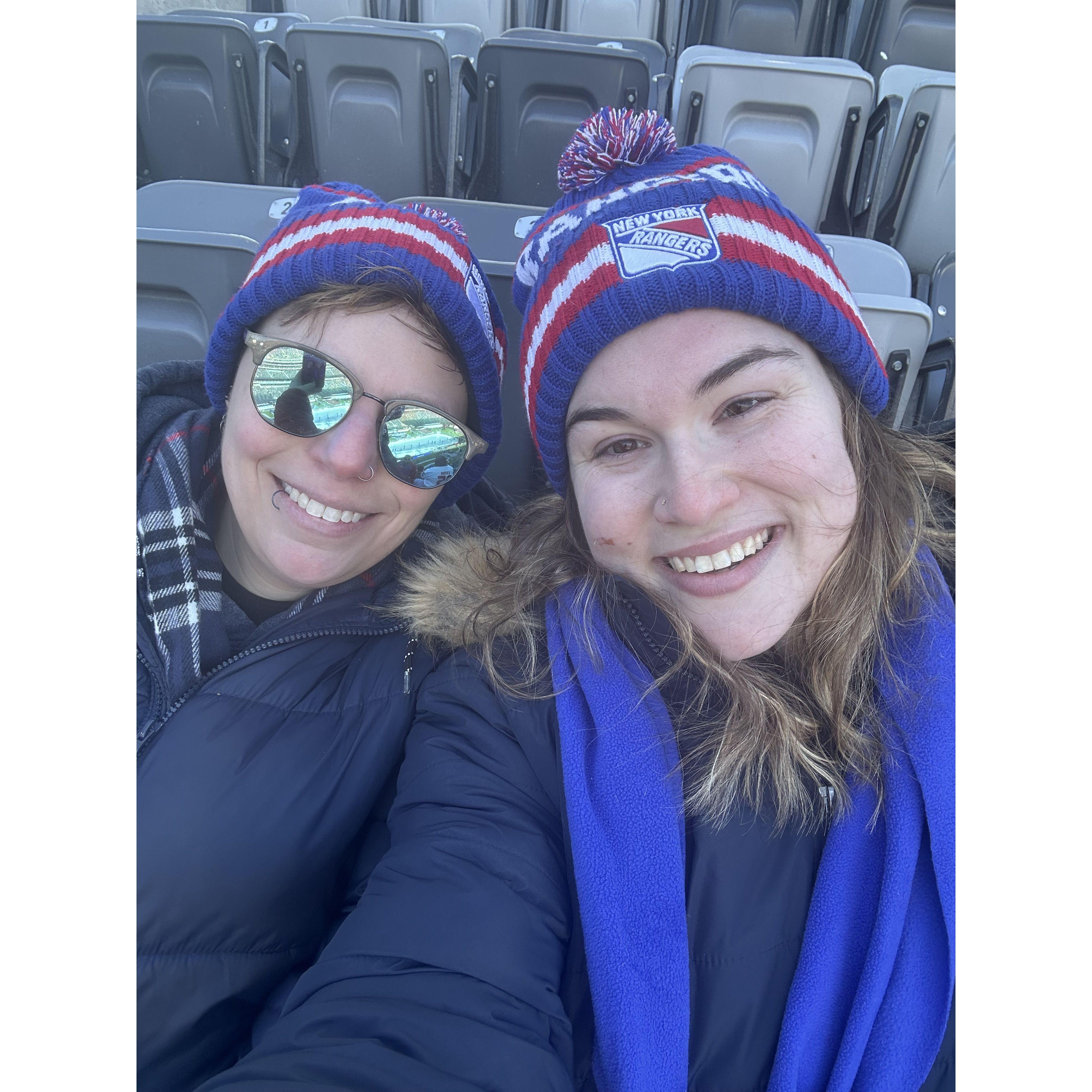 Girlfriend of the year award... Rangers/ Islanders Stadium Series Tickets! (Randi is still waiting for her hot chocolate...they ran out)