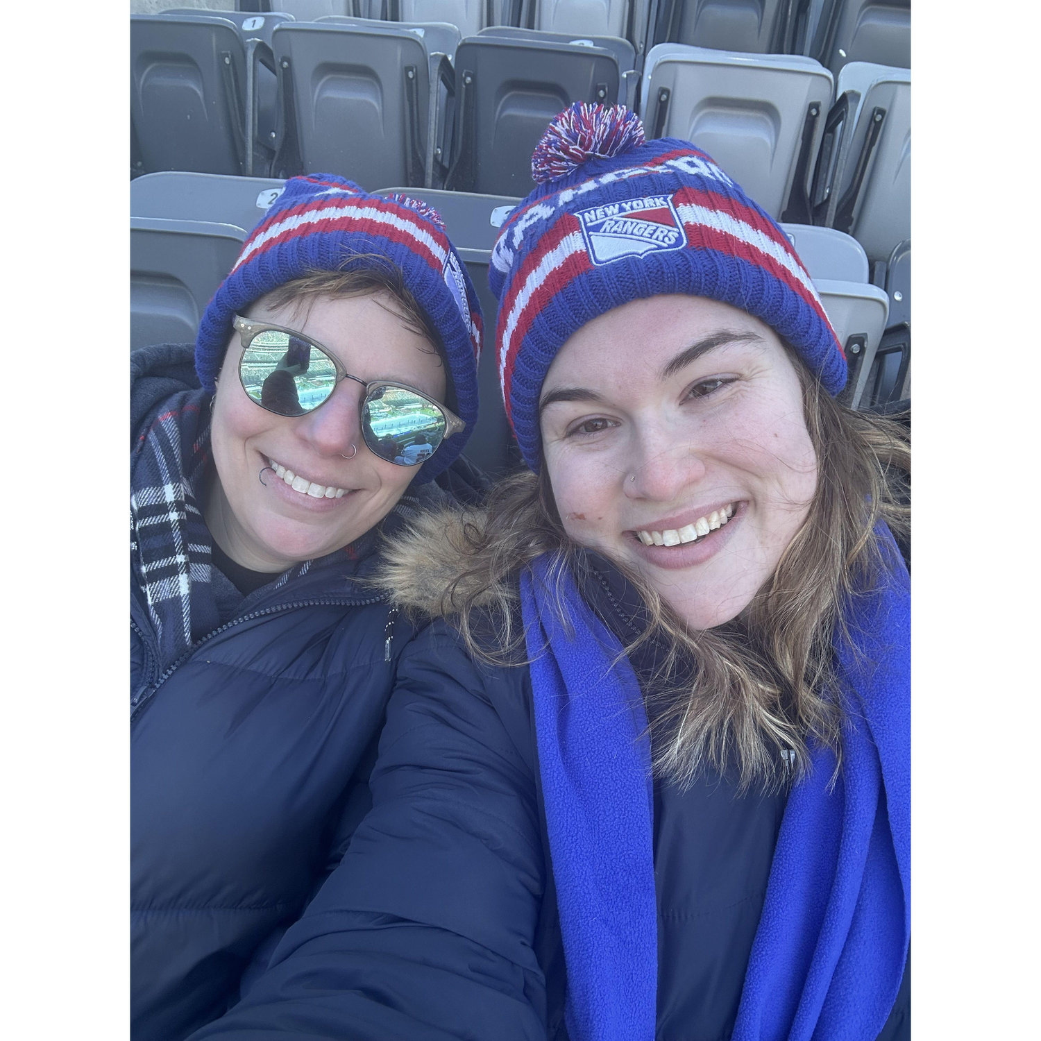 Girlfriend of the year award... Rangers/ Islanders Stadium Series Tickets! (Randi is still waiting for her hot chocolate...they ran out)