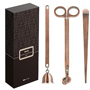 RONXS 3 in 1 Candle Accessory Set, Candle Wick Trimmer Candle Cutter, Candle Snuffer, Candle Wick Dipper with Gift Package for Candle Lover (Copper)