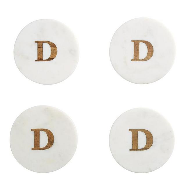 Alphabet Marble with Wood Coasters - D