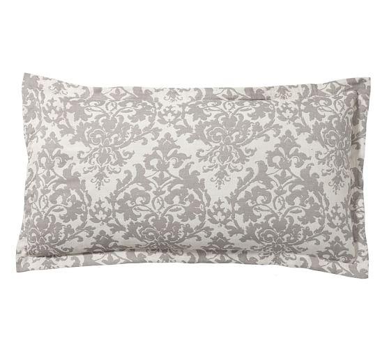 Jacquard Linen Medallion Standard Pillow Sham , Gray