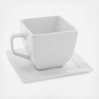 Whittier Square Cup & Saucer, Set of 4