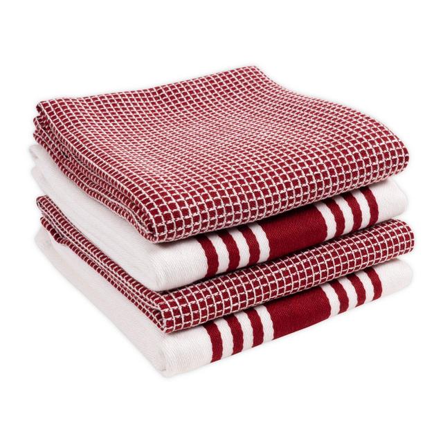 KAF Home Flat Kitchen Towels in Wine (Set of 4)
