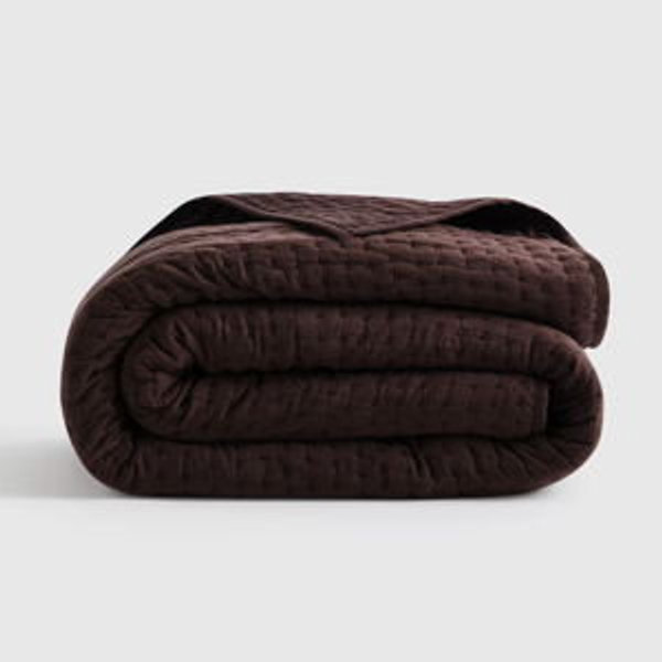 European Linen Cotton Stitch Quilt - Espresso