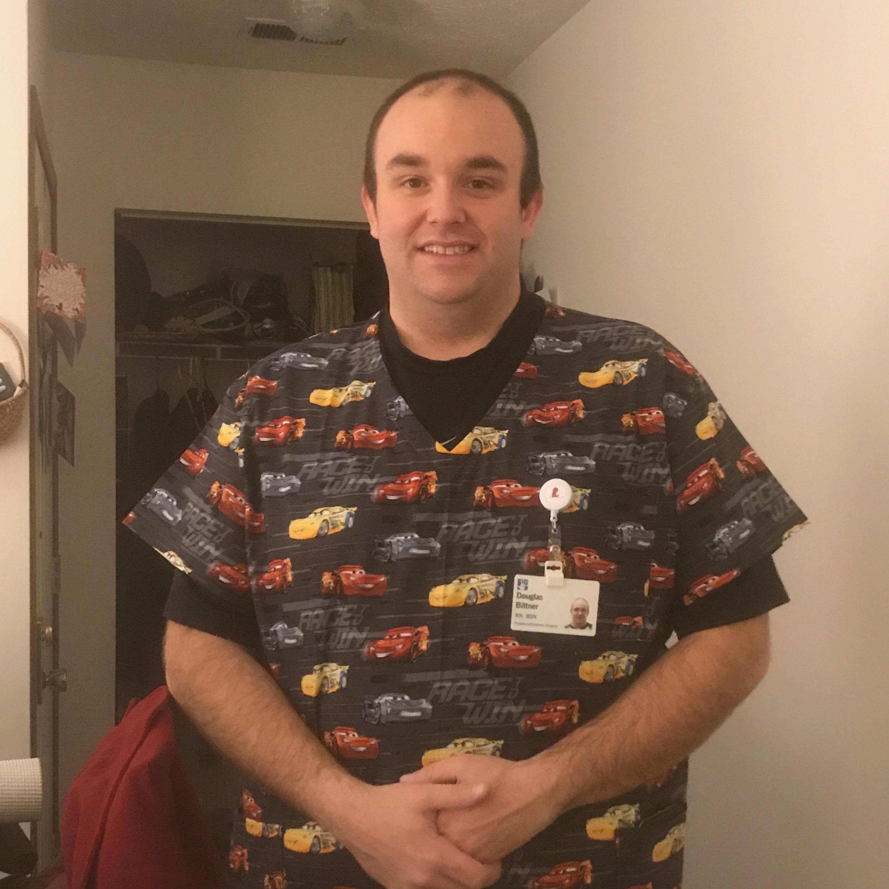 Nurse Douglas off to work!