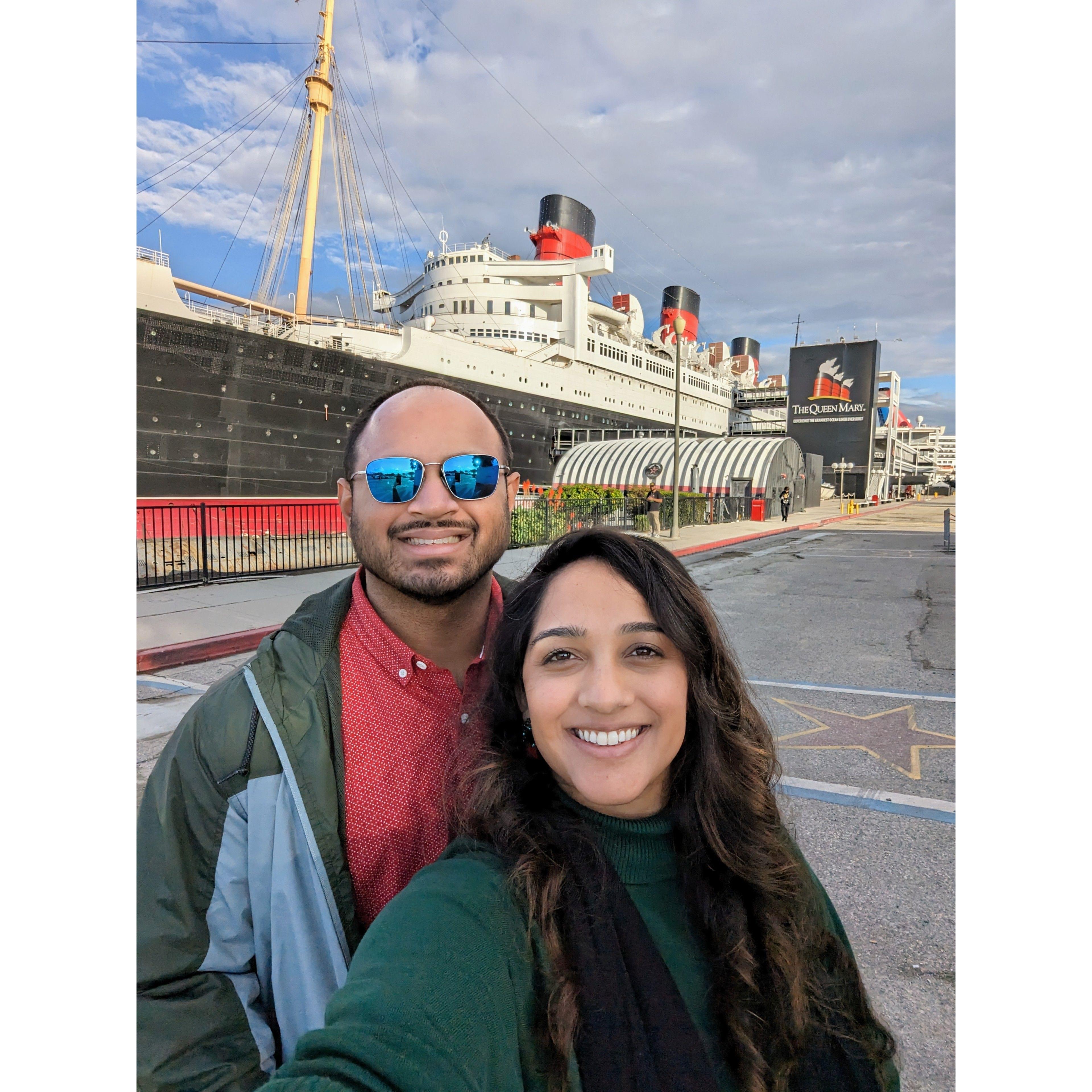 Touring the Queen Mary, off the coast of Long Beach, CA.