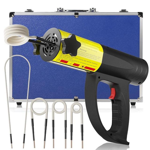 Induction Heater Bolt Removal, 1500W 110V Magnetic Induction Heater Kit with 4 Coils, Hand Held Heater for Rusty Screw Removing, Automotive Flameless Heat Induction Tool (4 Coils, Aluminum Box)