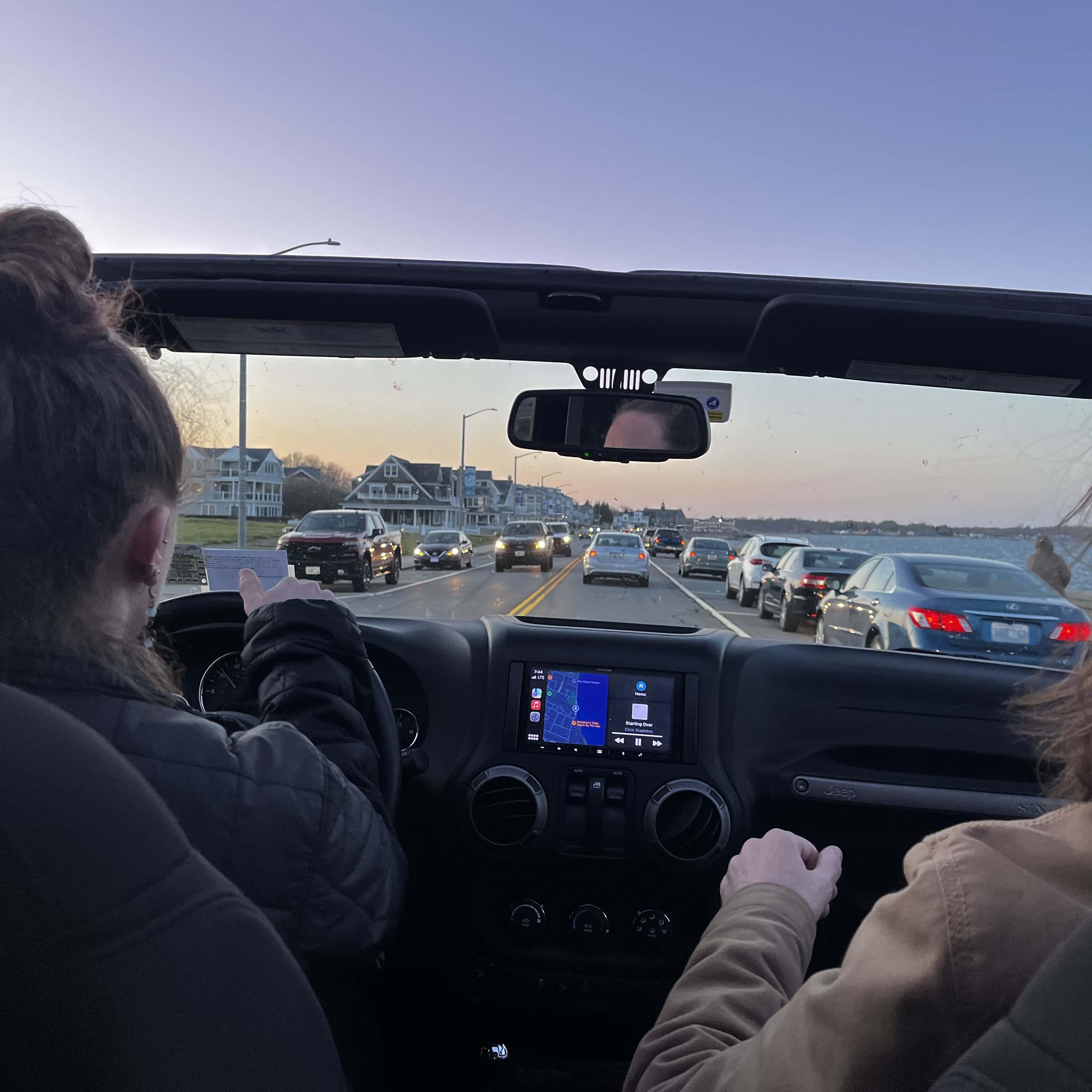 Alex and B out for a ride in the Jeep! Narragansett, RI April 2022