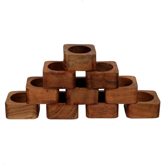 EDHAS Handmade Acacia Wood Napkin Ring Set of 12 Thanksgiving Holiday Christmas Festive Party Gift Farmhouse Décor