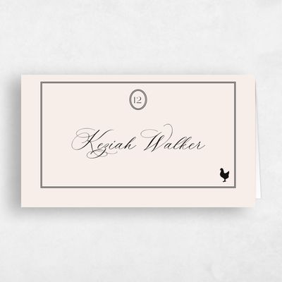 Linen, Beige Wedding Place Card - Gavina Chicken