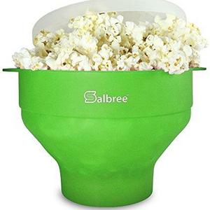 The Original Salbree Microwave Popcorn Popper, Silicone Popcorn Maker, Collapsible Bowl BPA Free (Green)