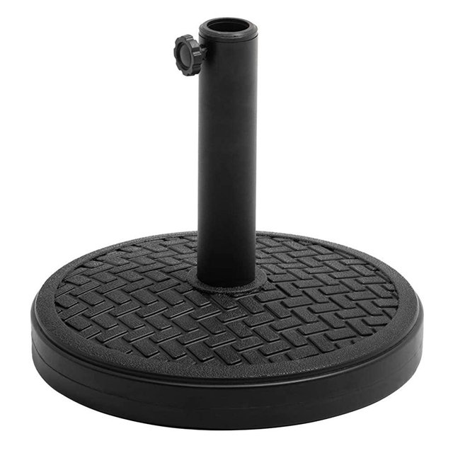Crestlive Products 30lbs Heavy Duty Patio Market Umbrella Base, Round Cement Umbrella Stand for Outdoor, Deck, Lawn, Garden, Weave Decorative Pattern (Black)