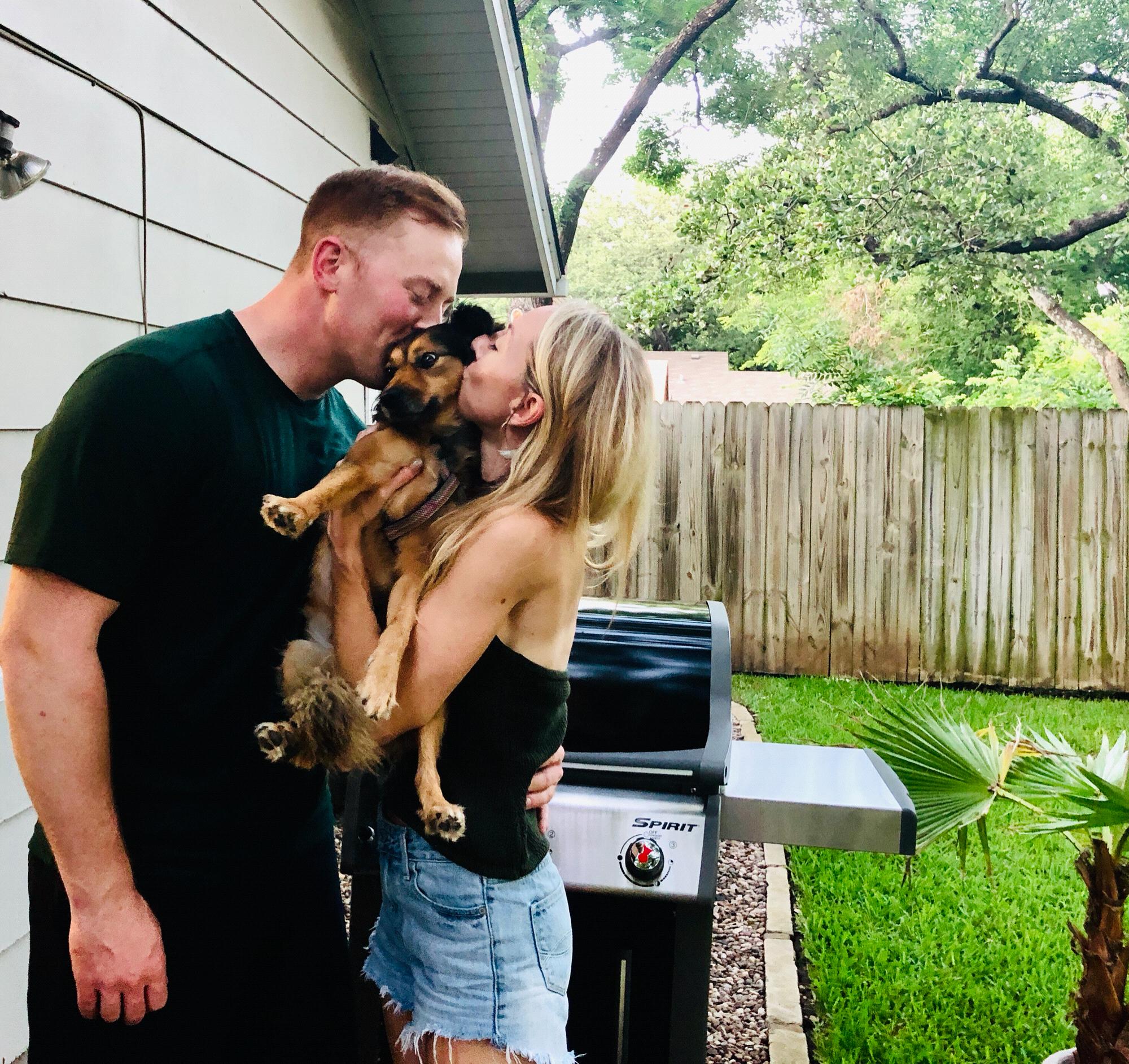 Their first BBQ in their new back yard!