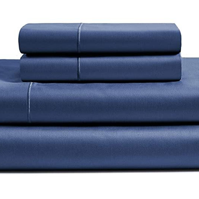 CHATEAU HOME COLLECTION 100% Egyptian Cotton Sheets King Size, 800 Thread Count Dark Denim 4 Piece Sheet Set Solid Sateen Weave 16" Deep Pocket (Fits Upto 18" Mattress) Long Staple Cotton Bedsheet Set
