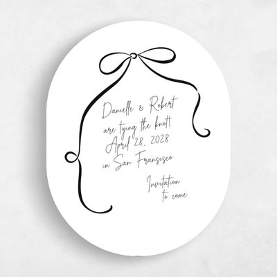 White Oval Wedding Save the Date - Cosette Portrait
