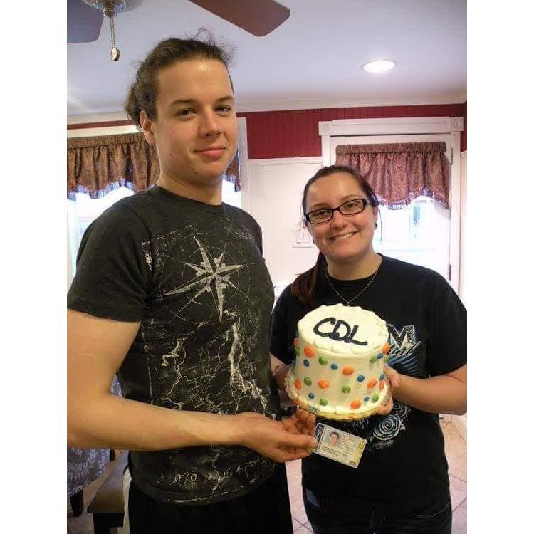 Celebrating the day Casey became a CDL Driver!