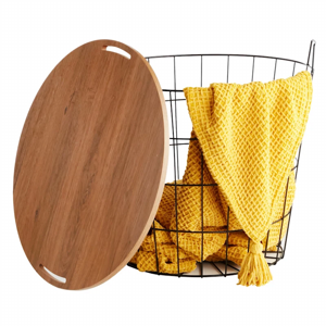 wire basket storage table