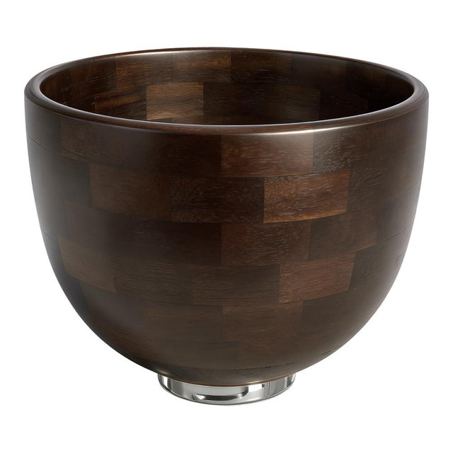 Premium Natural Wooden Mixing Bowl, Compatible with KitchenAid 4.5-5 QT Tilt-Head Stand Mixers, 5 QT Wooden Bowl with Stainless Steel Locking Base