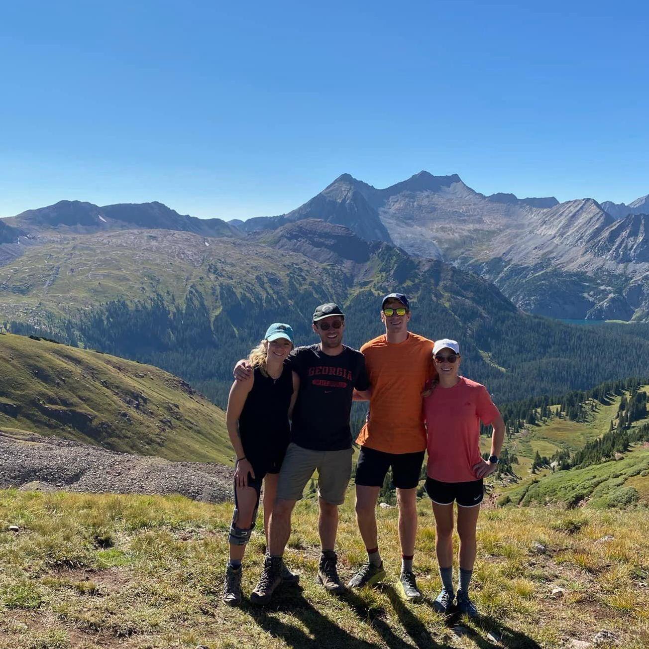 Tyler, Sarah, Michael and Haley on the Maroon Bells 4 pass loop in 2021