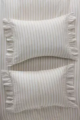 Organic Cotton Spa Sateen Ruffled Shams, Set of 2