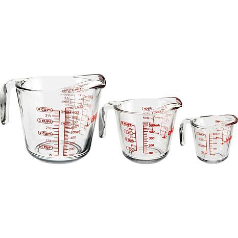 Anchor Hocking Glass Open-Handle Measuring Cup, 3-Pc Set