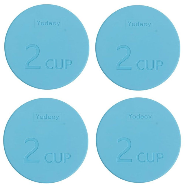 Yodecy Silicone Bowl Lids fit Pyrex Glass Bowls 7200-PC 2 Cup, Yodecy Silicone Bowl Lids fit Anchor Hocking Glass Bowls 7200-PC 2 Cup,Replacement Lids 4.76in(4 Pack Blue,Container not Included)