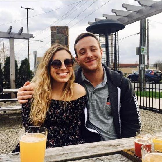 Enjoying some beers at, Elk Brewery, our favorite Grand Rapids brewery. Many afternoons were spent on this patio!