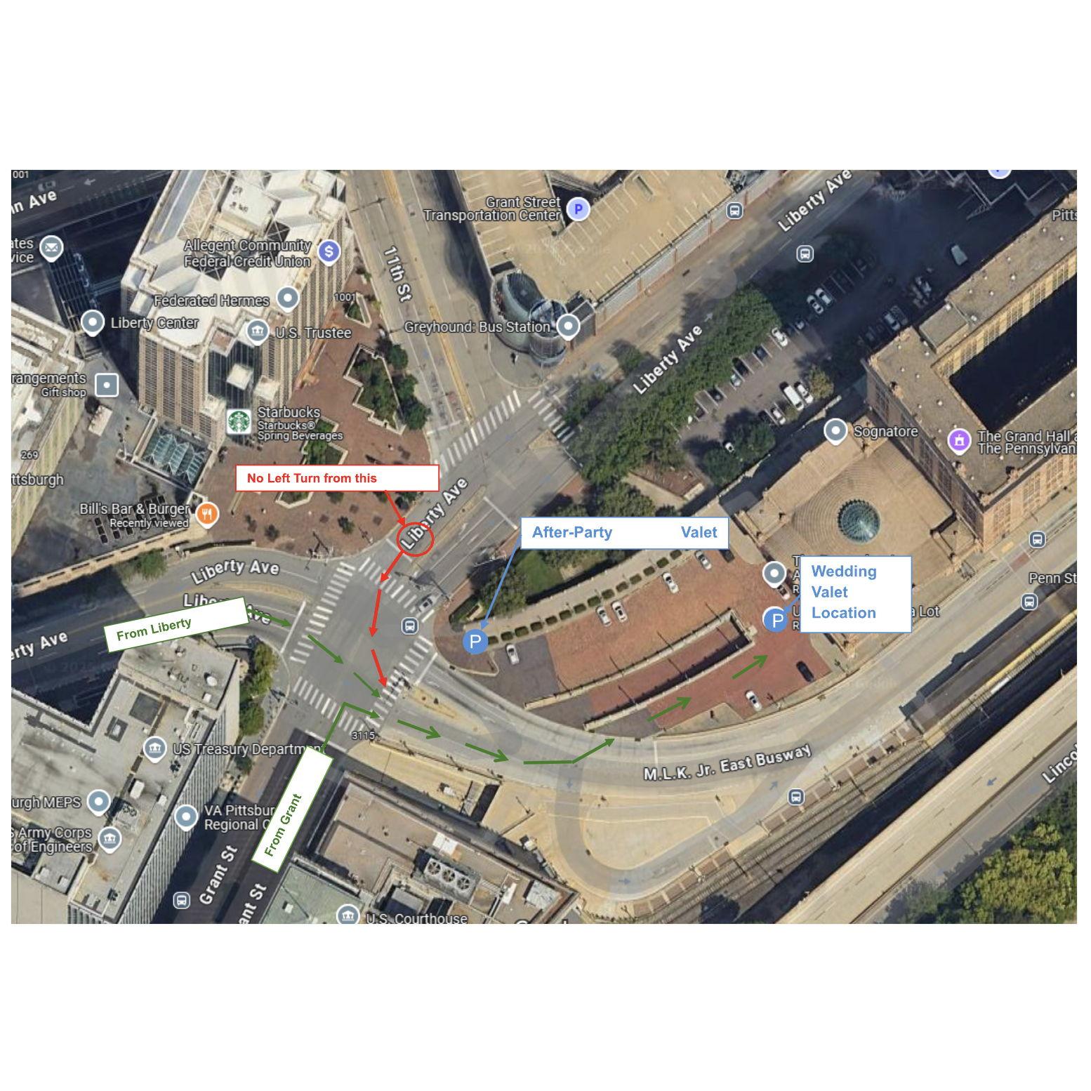 Map for Directions to The Pennsylvanian