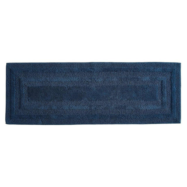 Eddie Bauer - Bathroom Rug, 100% Soft Plush Tufted Cotton Runner Rug, Highly Absorbent, Quick-Dry, and Skid-Resistant Backing (Logan Indigo Blue, 22" x 60")