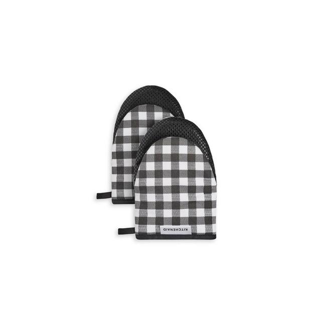 KitchenAid 2pk Cotton Gingham Mini Oven Mitts Black