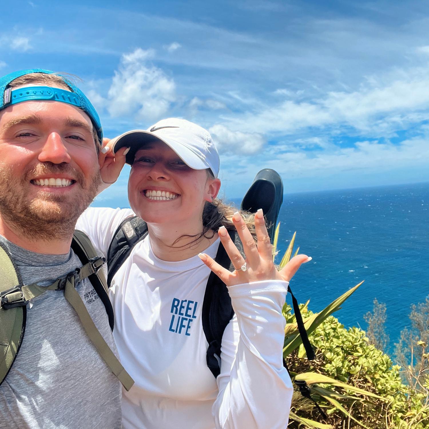 The hike was one of the hardest we've done to date, making it the most perfect, sweatiest, sandiest engagement ever! :)
