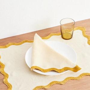 Limoncello & Turmeric 100% French Flax Linen Scalloped Napkins (Set of Four)