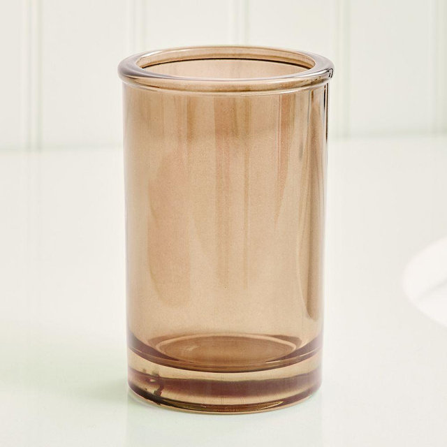 Apothecary Glass Bath Accessories, Toothbrush Holder, Smokey Taupe