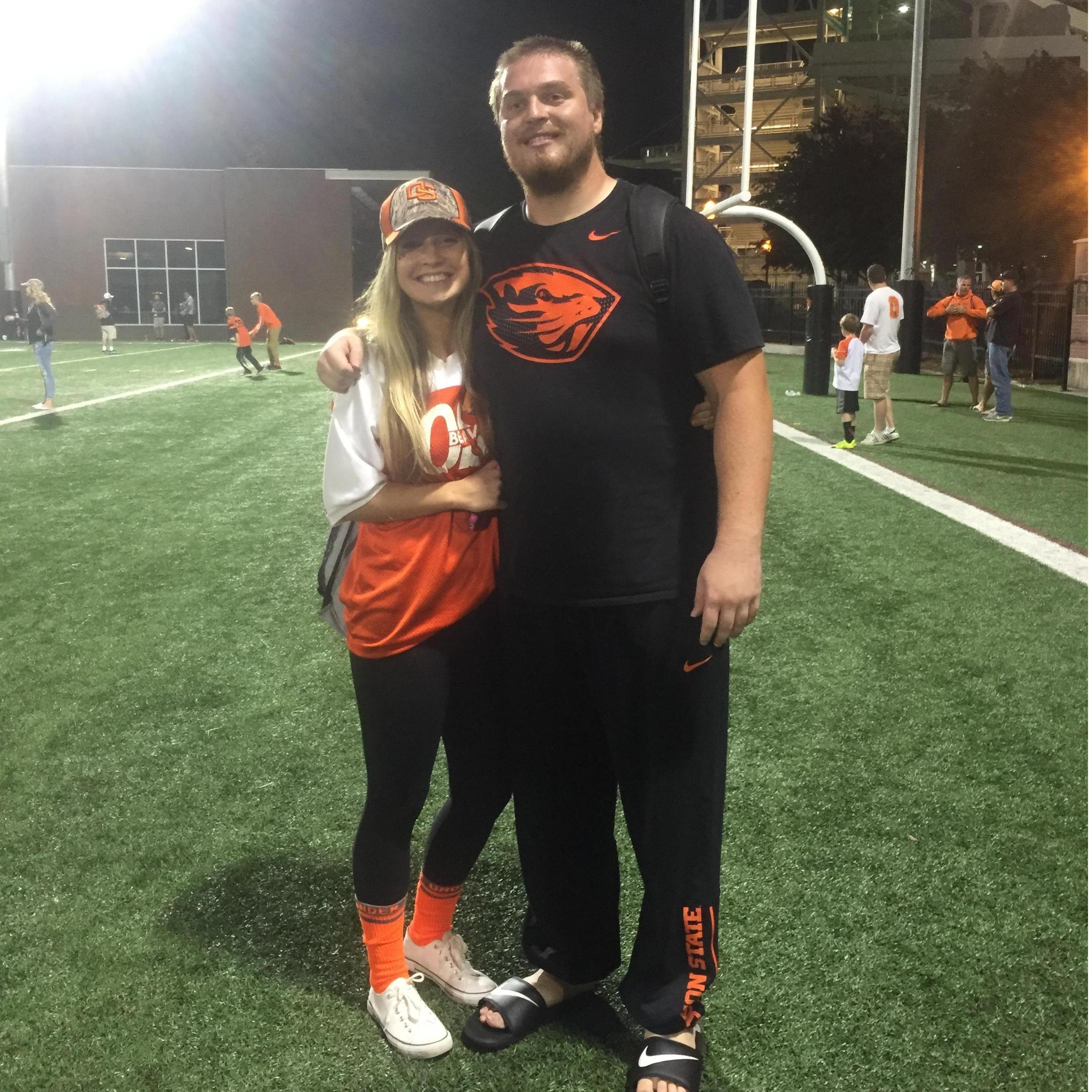 September 2015 - After the first footbal game Drew started in at OSU.
