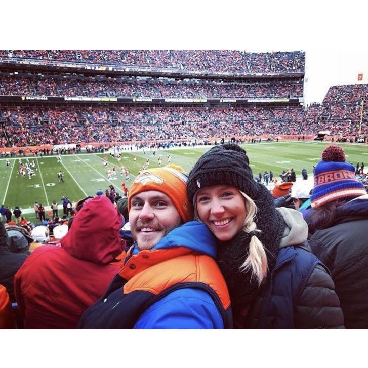 Our first (and only) Bronco's game! This day was freezing. We snuck into a private party after this for free beer and food