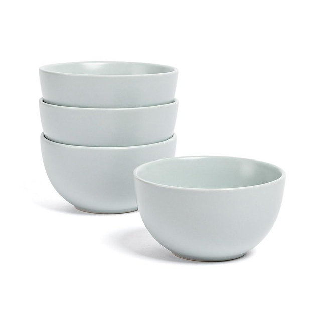 over&back Coupe Miniature Bowl Set - Stoneware Dishes - Comes with 4 Mini Bowls - Easy-to-Stack All-Occasion Place Settings - 4.3" x 4.3" x 2.3" - 9oz - Semi-Matte Fog Blue