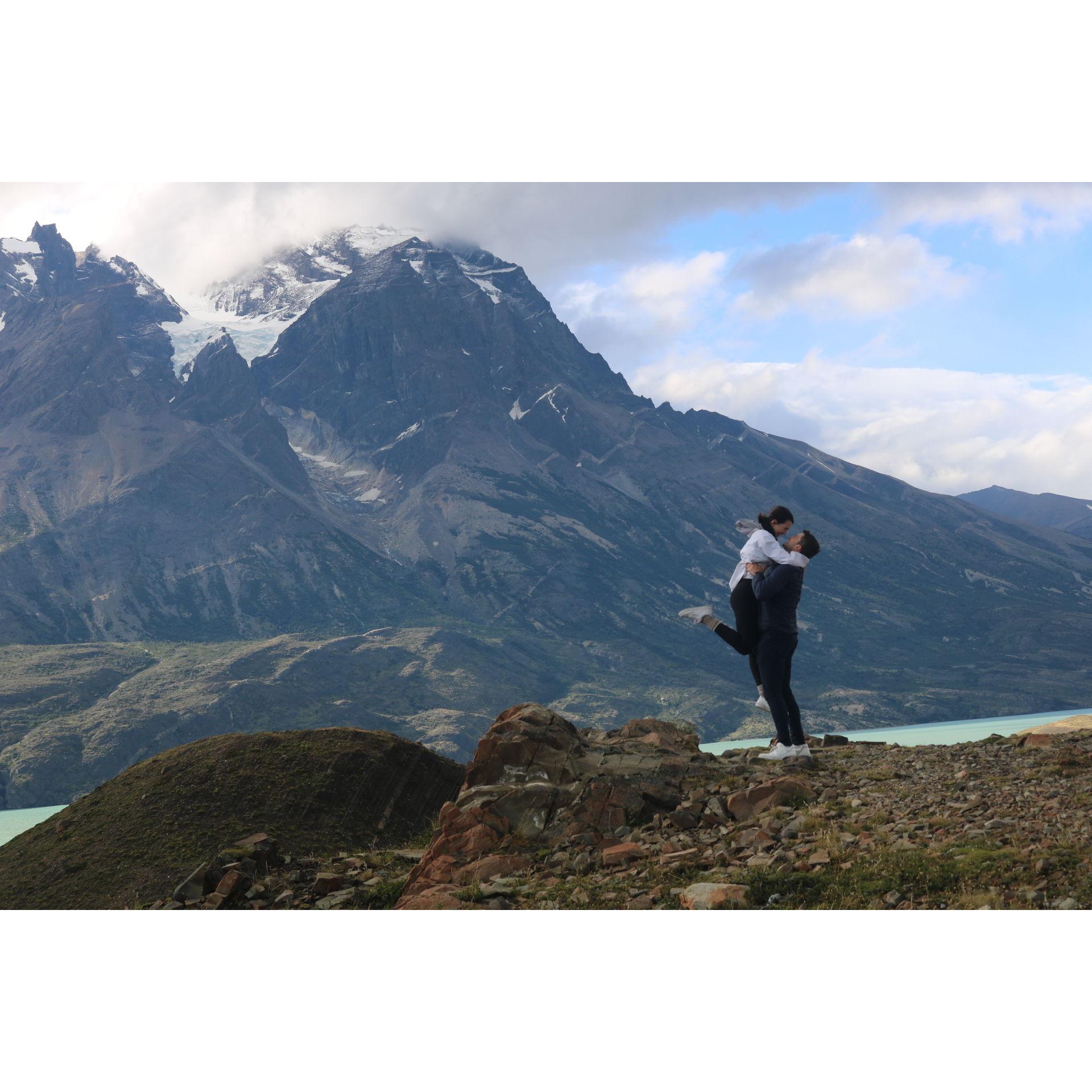 Touring around Patagonia the day that we got engaged