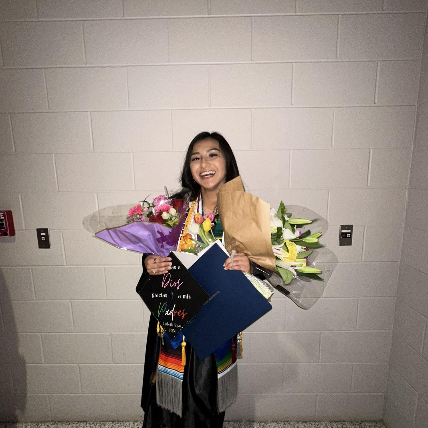 X wasn’t able to make it to Liz’s graduation but he executed an elaborate plan to surprise her with her favorite flowers (tulips) - which her sister delivered!