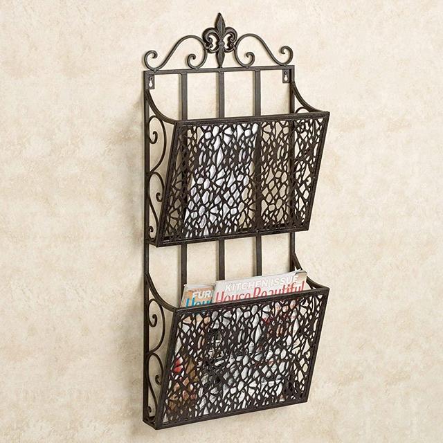 Touch of Class Fleur de Lis Double Wall Magazine Rack Espresso