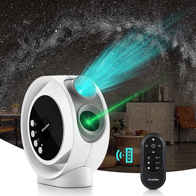 LaView Star Projector HD Image Large Projection Area LED Lights for Bedroom Infrared Remote Controller 3 Level Silent Rotation Night Light,Include 6K Replaceable 2 Galaxy Discs