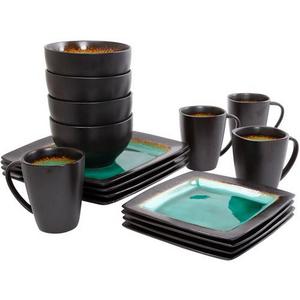 Gibson Home Ocean Oasis 16-Piece Dinnerware Set, Turquoise