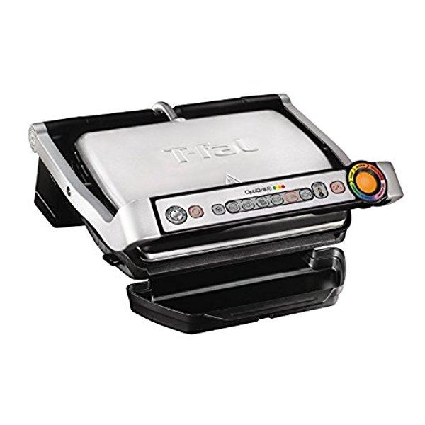 T-Fal GC712D54 OptiGrill Plus Stainless Steel Indoor Electric Grill with Removable and Dishwasher Safe plates, Silver