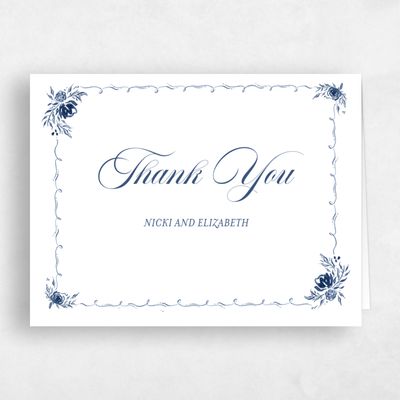 Blue Floral Wedding Thank You - Pontus Landscape
