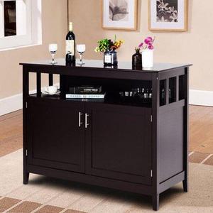 Costway Modern Kitchen Storage Cabinet Buffet Server Table Sideboard Dining Wood Brown