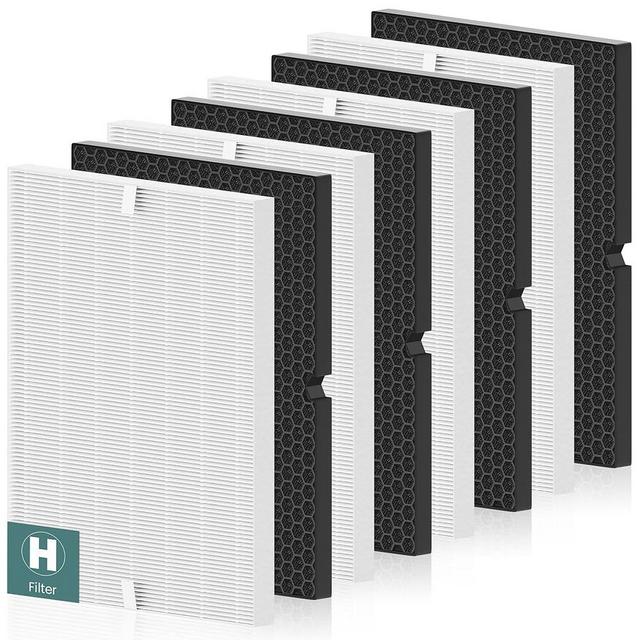 116130 Replacement Filter H for Winix 5500-2 AM80 Plasmawave Air Purifier, Includes 4 Pack True HEPA Filter and 4 Pack Activated Carbon Filter