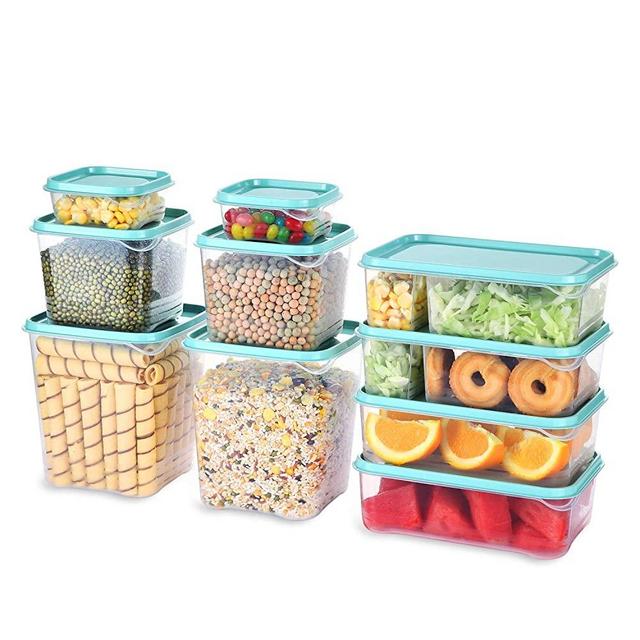 TUSEASY Food Storage Containers Set With Lids Airtight Invisible lock Kitchen BPA Free Plastic Storage Container Freezer Supplies For Meal Lunch Large Small Medium Stackable 20 Pieces