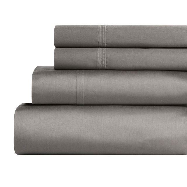 850 Thread Count Egyptian Cotton 4-Piece Deep Pocket Sheet Set Soft, Solid, Queen, Grey - Blue Nile Mills