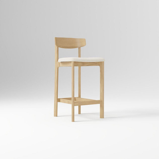 Morgan Counter Stool, Twill Alabaster, Blonde